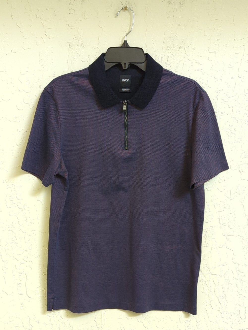 LIKE NEW Hugo Boss Paras Mercerized Cotton 1/4 Zip Polo Shirt Size Medium
